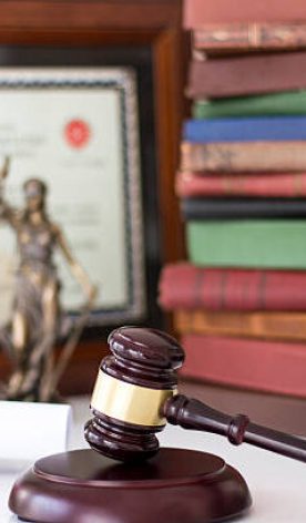 Law concept, statue, gavel, scale, books and diploma